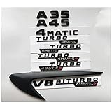 Schwarze Buchstaben. A35 A45 V8 BITURBO Turbo 4MATIC + Fender-Trunk Heckklappe Emblem Embleme Abzeichen Abzeichen für Mercedes Benz AMG W176 W177. (Style : W177 Rear Star)