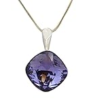 Crystals & Stones *RHOMBUS SQUARE* *Viele Farben* - Halskette mit Silberkette aus 925 Silber mit original Swarovski® Elements Anhänger,Halskette Mutter Geschenk mit Schmuckbox (Tanzanite)