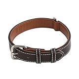 Vivifying Hundehalsband aus Leder, Verstellbar von 36,3 cm bis 46,5 cm Halsband aus Echtem Leder für Große, Mittlere und Kleine Hunde (Dunkelbraun)