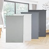 EUGAD Verdunkelungsrollo Thermorollo Klemmfix ohne Bohren, Seitenzugrollo mit gleichfarbige Zubehör und Beschichtung, Sonnen-, Sicht-Schutz usw. Klemmrollo für Fenster & Türen, Grau 65x210