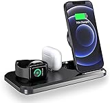 3 in 1 Kabelloses Ladegerät Ständer 15W Fast Wireless Charger Qi Induktive Ladestation für iPhone/Apple Watch/Airpods iPhone 12/12 Pro / 11 / 11Pro / XS/Xr/x