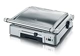 SEVERIN Kontaktgrill für Sandwiches, Steak und als Panini Grill, antihaftbeschichteter Sandwich Maker für fettfreies Grillen, 1.800 W, Edelstahl gebürstet-silber, KG 2392