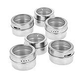 Lantelme Gewürzdosen 6 Stück Set Gewürzgläser Edelstahl Glas Magnetisch Gewürz Spice Box Magnet Gewürzstreuer 7615