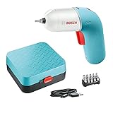 Bosch Home and Garden 06039C7105, weiß/eisblau, Bosch Akkuschrauber Ixo (6 Generation, Variable Drehzahlsteuerung, Über Micro-Usb-Kabel Aufladbar, In Aufbewahrungsbox), 3.6 V