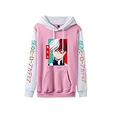 ZOSUO Anime My Hero Academia 3D Drucken Todoroki Shoto Cosplay Kapuzenpullover Loose Fit Kapuzenjacke Mit Großer Tasche Langarm Leichte Pullover Für Männer Frauen Teenager,Rosa,S