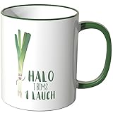 JUNIWORDS Tasse - Wähle eine Farbe -'Halo I bims 1 Lauch' - Grü