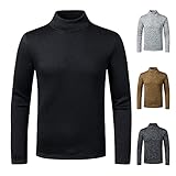 KAIXLIONLY Strickpullover Herren Winter Rollkragen Slim Sweater Casual Basic Strick Warm Half High Neck Pullover Warm Pulli Sweatshirt Oberteil Winterp