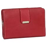 RFID Damen Leder Geldbörse Damen Portemonnaie Damen Geldbeutel - Farbe Rot - Geschenkset + exklusiven Ledershop24 Schlüsselanhäng