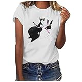 Kurzarm-T-Shirt mit Damendruck, lässige Bluse, Bedruckte Oberteile 2272 Kompressions Leggings hohe Taille bauchweg Sporthose Blickdicht Anti-Cellulite Komp