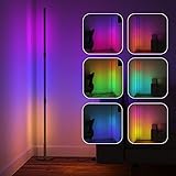 LED Stehlampe Dimmbar,Viugreum 130cm led ecklampe Dimmbar RGB mit Fernbedienung,20W Minimal Lamp Farbwechsel und Helligkeit Stufenlos Dimmbar 2800LM Stehleuchte für Wohnzimmer S