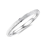 bigsoho Modeschmuck Damen Ring 2mm breit Edelstahl sandgestrahlt Ehering Verlobungsring Trauring Geschenk (Silber, 57 (18.1))