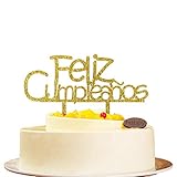 Feliz Cumpleanos Gold Acryl Tortenaufsatz für Fiesta Motto Party Dekoration, Spanische Happy Birthday Party Schild Supp