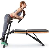 PERLECARE Hantelbank, robuste All-in-One-Bench für Ganzkörpertraining, trage bis zu 350 kg, Hantelbank klappbar mit 7 Rückenpositionen, 7 Höhen, zwei Trainingsbänder, für das Heim-F