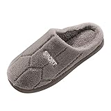 Hausschuhe Herren Winter Kuschel Memory Foam Pantoffeln Männer Warme Flauschig Plüsch Geschlossen Hüttenschuhe mit Rutschfest Feste Sohle Hause Slippers Damen Hausschuhe Unisex