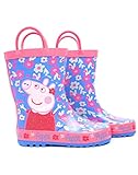 Peppa Pig Gummistiefel Flower Girl's Easy-On Griffe Rosa Blau Regen Welly 27 EU