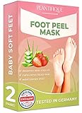 PLANTIFIQUE Premium Fußmaske Erdbeere Hornhaut Socken - Foot Peel Mask Hornhautentferner Socken - Wirksam bei Schwielen, Abgestorbener und Trockener Haut - Tief Rissige Fersen Reparat - 2