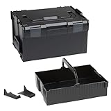 Bosch Sortimo L-BOXX 238 Größe 3 schwarz | mit Einhängeeinsatz schwarz | Transportsystem Werkzeug | Ideale Werkzeug Aufbewahrung Box