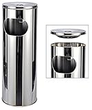 DRULINE Edelstahl Standaschenbecher 58 cm Abfallbehälter Gastronomie Aschenbecher Silb