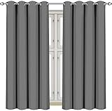 Utopia Bedding Vorhang Blickdicht - 2 Stück - Verdunkelungs gardine, wärmeisolierende Fenstervorhänge / -verkleidung (Grau, 117 x 137 cm)