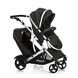 Hauck Geschwister Kinderwagen Duett 2 / Buggy für 2 Kinder / Sitz Oben Umbaubar in Baby Wanne für Neugeborene / Höhenverstellbar / Regen Verdeck inkl. / Belastbar bis 36 kg / Faltbar / Forest Schw