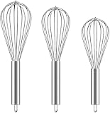 Ouddy Küchen Schneebesen 3 Pack Edelstahl Ballonschneebesen Quirl Rührbesen Kugelschneebesen Handschneebesen für Mischen Schlagen Rühren Küchen-Utensilien und Backzubehö