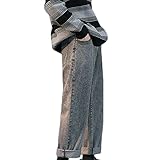 Feidaeu Herren Freizeithose Hautfreundliche, verschleißfeste Retro-Jeans mit weitem Bein Hose mit geradem Bein Lose, Kurze H