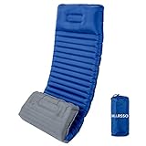 Harsso Luftmatratze Selbstaufblasend, Camping Aufblasbare Isomatte Outdoor, Thermarest Faltbar Schlafmatte, Ultraleicht Hikematte Outdoorbett mit Pumpe für Wandern Strand Reisen Hikenture(Blau Grau)