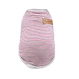 Haustier-Kleidung,Hundehemd für kleine Hunde Katzen Haustier gestreiftes T-Shirt Sommer Coole Weste Welpe Basic Tank Top Weiche Baumwolle Rollkragenhemd Haustier rosa g