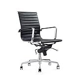 Vivol Design-Schreibtisch-Stuhl - Valencia Schwarz- Bürostuhl Ergonomisch Leder - Bürostuhl 120 kg - Drehstuhl mit Rollen & Armlehnen - Buro S