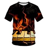 Shirt Herren Kurzarm 3D Schick Drucken Rundhals Tops Herren Oversize Hip Hop Style T-Shirt Herren Lässig Sport All-Match Shirt Herren Moderner Urban Style T-Shirt H