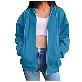 Damen Sweatjacke Hoodie Sweatshirt Jacke Oberteile Kapuzenpullover Einfarbig/Farbblock Full Zip Casual Sweatshirt Herbst Winter Basic Übergangsjacke Langarm Freizeit Kapuzenjack