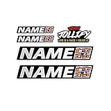 JOllify WUNSCHNAME Aufkleber - Dein Fahrername 10cm Sticker Set mit Flagge Blutgruppe oder Emojy - Dein Name als Wunschtext auf deinem individuell gestalteten Aufkleber Set - Passend fürs Auto Fahrrad Motorrad Kart Boot Helm Kanzel Rahmen Scheibe B-S