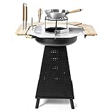 Gartenfreude Holzkohlegrill Plancha mit Feuerkorb 2in1 inkl. Zubehör, schwarz, B 101 x H 118 x T 86