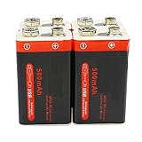 TTCPUYSA 9v 500mah Lithium Li Ionen Akku, Wiederaufladbare Micro USB Zelle für Multimeter Mikrofon Fernbedienung 4pc500MAH