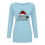 Ainiyo Longshirt Damen Weihnachts Pullover Weihnachten Bedruckte Sweatshirt Tshirt Lustig Hässlicher Weihnachtspullover Weihnachtsshirt Stoff Weihnachts Geschenke für Frauen W