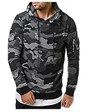Pajiay Hoodie Herren Camouflage Langarm Pullover Herren Workout Militärausbildung Camping All-Match Sportshirt Komfortabel Lässig Kapuzenpullover Herren Mit Kordelzug