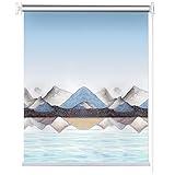 Ccsh Rollo Verdunkelungsrollo Bergmuster, Polyester wasserdichte Fensterjalousie für Balkonküchentür, Staubdichter Wärmeisolierter Vorhang (Size : 65cmx140cm/2.1ftx4.6ft)