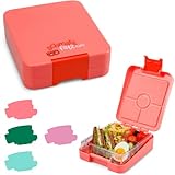 schmatzfatz easy Kinder Snackbox, Brotdose, Brotdose Kinder mit Fächern, Bento Box, Brotdose Kinder, Lunchbox Kinder, Bento Box Kinder, Brotdose mit Fächern (Coral)