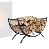 LJQQ Brennholzregale Schwarzer Metall- Holzstapler für Kamin, Rostbeständiges Brennholzregal für Hinterhoffeuerstelle, Brennholzspeicher für Unter der Traufe Werkzeug S