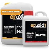 epoxid1® Epoxidharz mit Härter 2,1kg Set | glasklar & blasenfrei | ideal zum Gießen von Rivertable und anderen Volumenverguss bis 5cm | Für Anfänger & Profis | Premium Q