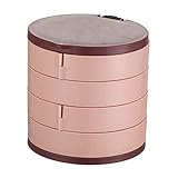 N\C Ohrringe Schmuckschatulle Multilayer Rotierend mit Schminkspiegel - Pink