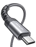 JSAUX Micro USB Kabel [2M 2 Pack], 3A Nylon USB Ladekabel für Android Smartphones kompatibel mit Samsung S7 Edge/S7/S6 Edge/S6/S4/S3/J3/J7, Huawei P9/P10 Lite, HTC, Kindle, Nokia, PS4 und mehr (Grau)