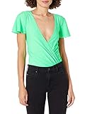 Amanda Uprichard Damen Elle Stretch Crosover Bodysuit Bluse, Lime, Groß