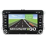 YUNTX Android 10 Autoradio für VW Passat/Golf/Skoda/Seat - 4G+64G - [Eingebautes CarPlay/Android Auto/DSP/GPS] -Kostenlose 4-LED Kamera&MIC-Unterstützung DAB/Lenkradkontrolle/MirrorLink/B