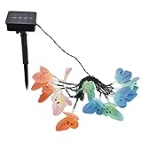 TENTI wasserdichte Lampenkette - Solar Lichterkette 12 LED IP44 wasserdichte Bunte Schmetterlinge Lampenkette für Rasengarten H