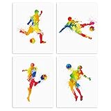 Aquarell Fußball Poster,Kinderzimmer Wandbilder,Fußball Bilder Set für Teenager Jungen Schlafzimmer,Sport Bild Leinwand Kunst Deko,Ohne Rahmen,20×25CM