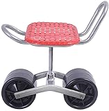 SKYWPOJU Gartenwagen Rollroller, zusammenklappbarer Rollhocker, 360 ° drehbar, höhenverstellbar, für Jäten, Gartenarbeit und Rasenpflege im Freien, beweglicher Hocker Arbeitsstuhl (Color : Red)