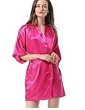 Schwarz Damen Robe Bademantel Kimono Yukata Bademantel Einfarbig Nachtwäsche SML XL XXL -a45-S