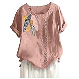 Damen tie dye Damen T-Shirt Sommer Kurzarm Löwenzahn Drucken Rundhals Oberteile Casual Lose Bluse Shirt Rundhals Lose Damen Langarm Printed Tunika Top S