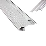 B-WARE - T-STA 30° LED Alu Treppenprofil Treppenwinkel Profil Stufen silber + Abdeckung Abschlussleiste Fliesen für LED-Streifen-Strip 2m op